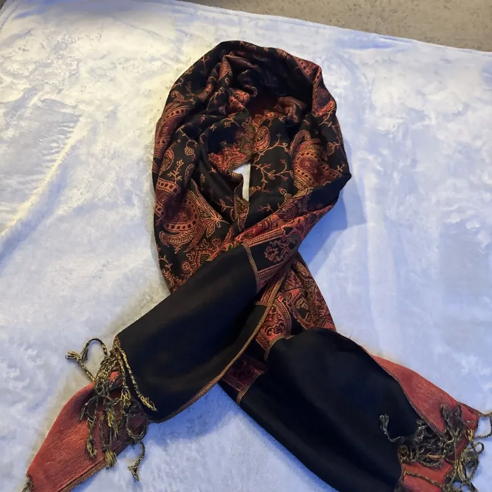 Unbranded Viscose Wool & Cotton Blend Scarf Shawl,Paisley, Multicolored Scarf